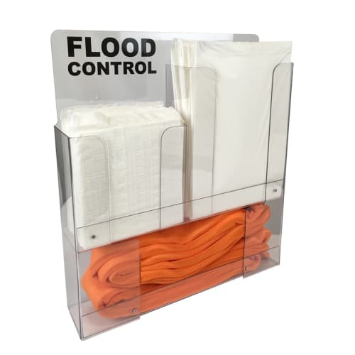 Wall Dispenser, 8 Drip Mats, 8  Mats, 2–4’ Water Dams, 1– 10’ Water Dam